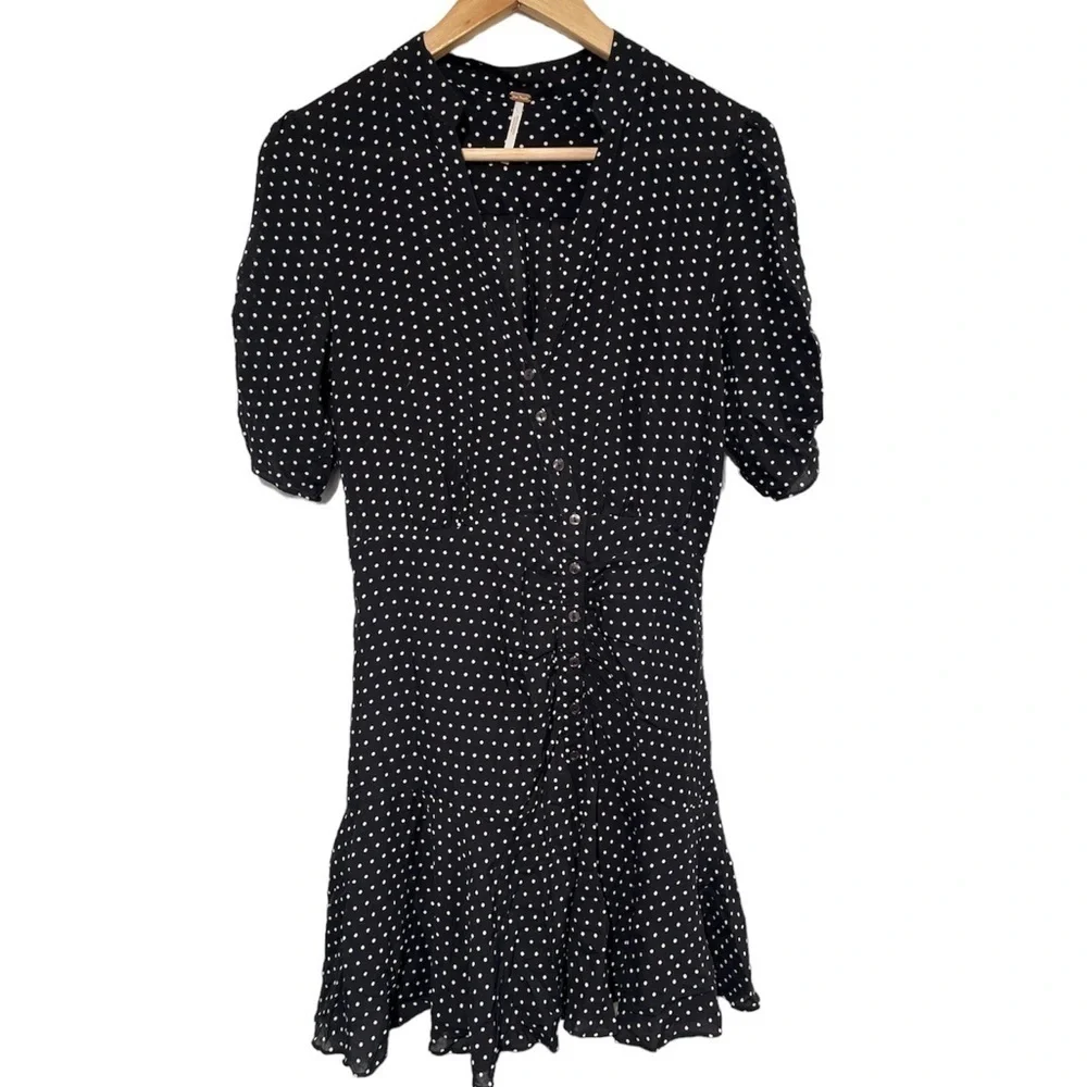 Free People Pippa short sleeve polka dot mini dress - size XS - Picture 5 of 10